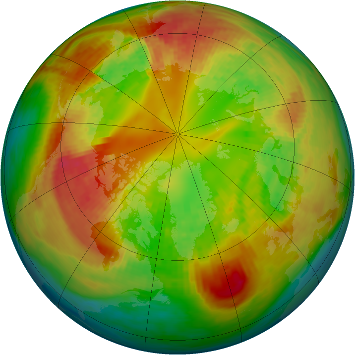 Arctic ozone map for 21 February 1994